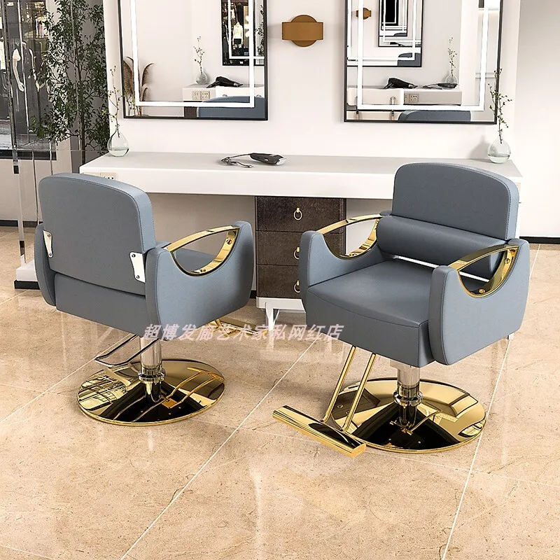 Golden Pedicure Hairdressing Chair Rotating Portable Leather Luxury Barber Chair Aesthetic Cadeira Salon Furniture MQ50BC