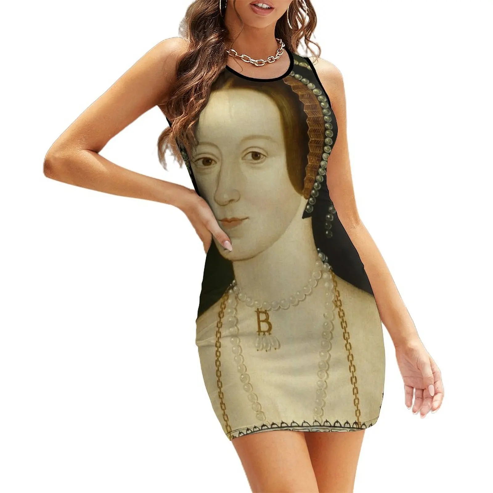 Portrait of Anne Boleyn Queen of England The six Sleeveless Sundress Female clothing women's summer dress 2025