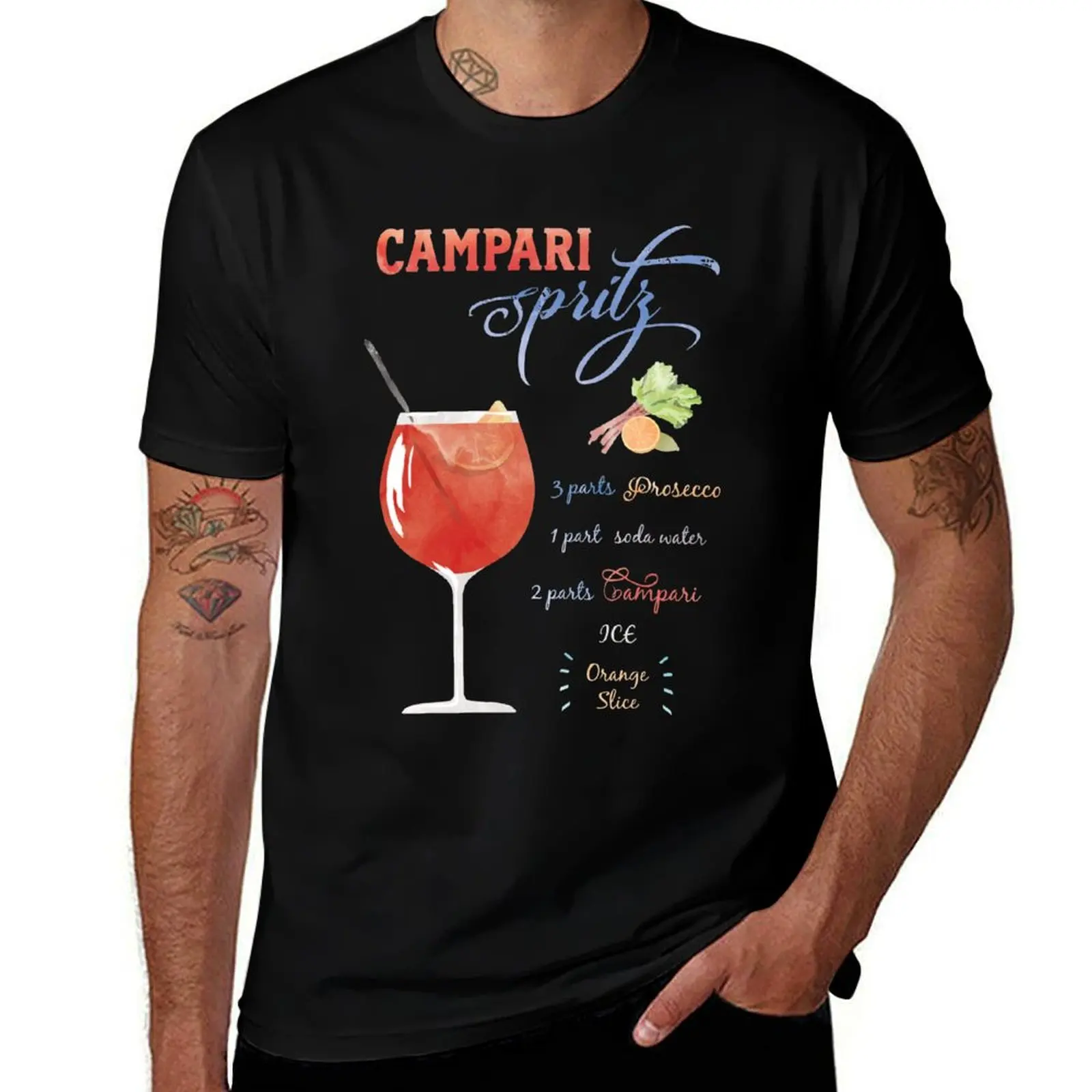Campari Spritz Watercolour T-Shirt funny t shirts man anime tshirt t shirts with prints T-shirt