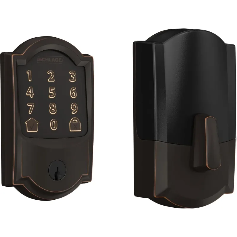 Smart Wi-Fi Deadbolt with Camelot Trim in Aged Bronze