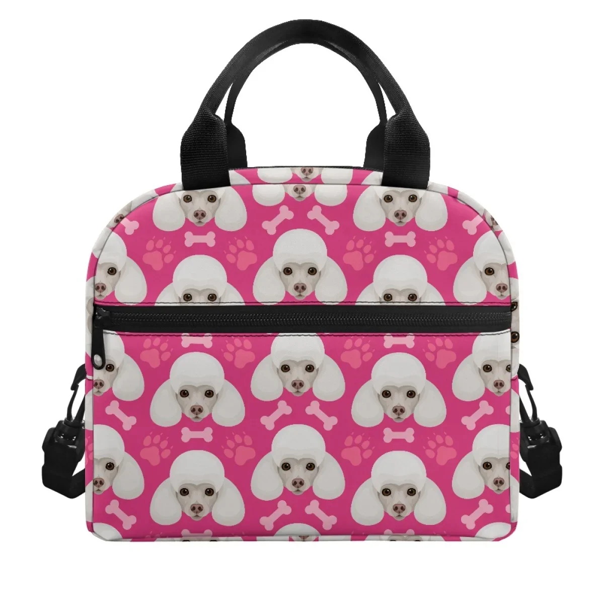 Lovely White Poodle Print Mulit Large Capacity Handbag Hot Sales Easy To Carry Lungbag Fashion Outdoor Double Layer Bag Satchel