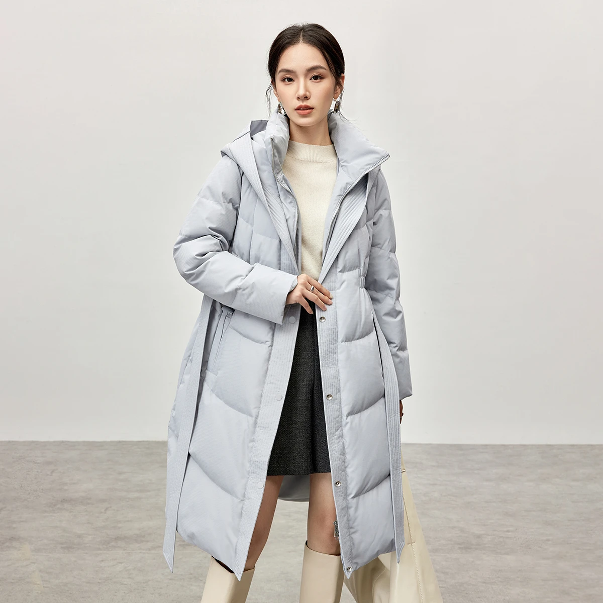 SENTUBILA Lange Unten Jacke Frau Winter Neue Warme Lose Unten Mäntel Spleißen Mit Kapuze Pendeln Outwear frauen Kleidung W44Y57030