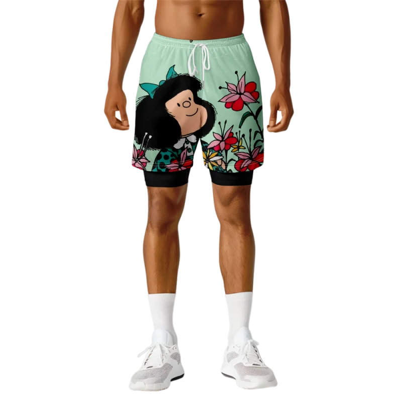 

Mafalda Merch Print Fake Two Shorts Cosplay Women Men Fashion Casual Streetwear