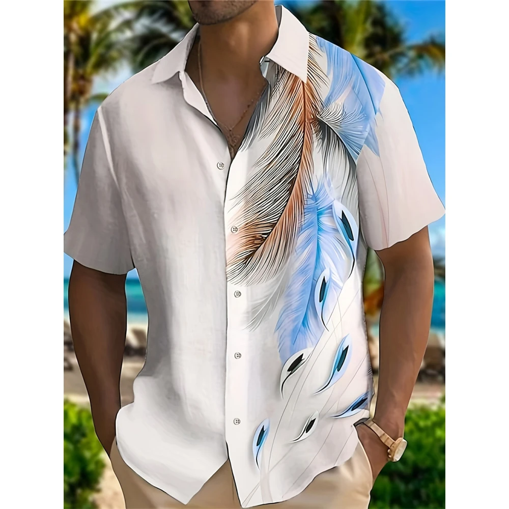 

Hawaiian Summer Men's Shirt Coconut Gradient Tropical Plant Button Shirt Hawaiian Short Sleeve Shirt Beach Clothing Summer Shirt