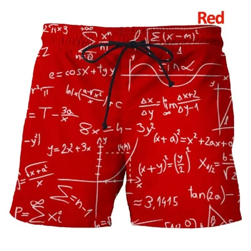 Neue Männer groß plus Größe lässig Mode Strand Shorts Hosen 3D-Druck mathematische Mathematik Formel Shorts Sommer schnell trocknend