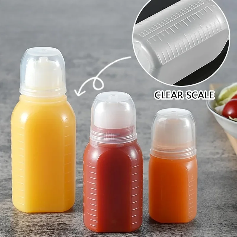 30/60/100 مللي بهار ضغط زجاجات العسل زيت السلطة شواء الصلصات الكاتشب موزع مع مقياس زجاجة توابل حاوية المطبخ #4