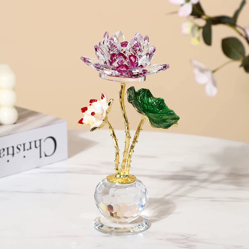 Crystal Lotus Sculpture Ornament,Luxury Artworks Decor,Creative Crystal Crafts,Living Room Desktop Decoration,Nordic Art Gifts
