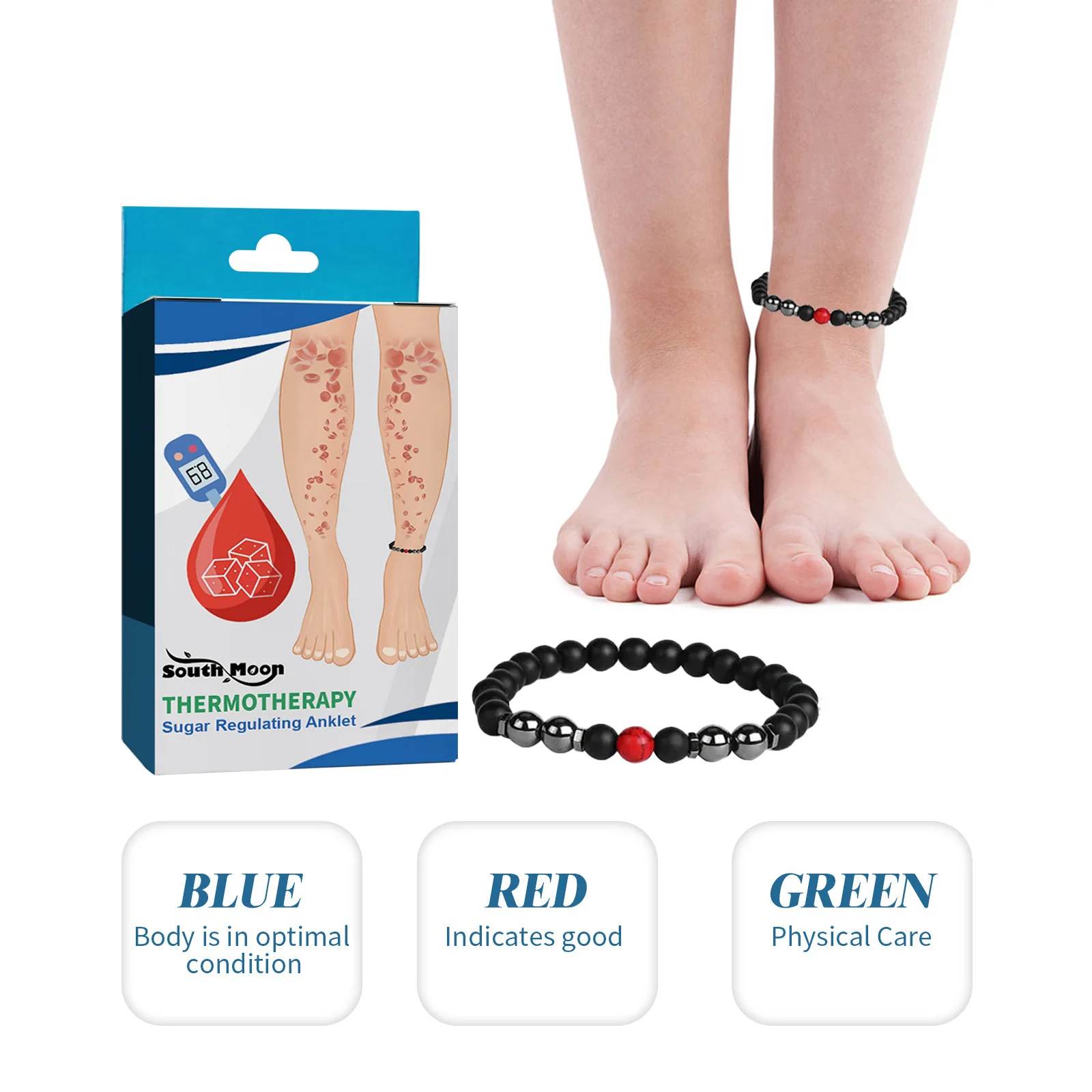 Sugar Regulating Foot Chain Lower Blood Glucose Stabilize Blood Sugar Level Anti Hypertension Treat Diabetes Anklet Foot Chain