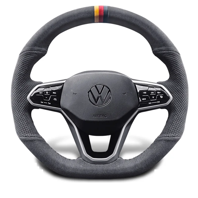 Suede for VOLKSWAGEN VW Talagon Teramont Tayron Magotan Viloran Passat Diy Hand Sewing Car Steering Wheel Cover Car Accessories