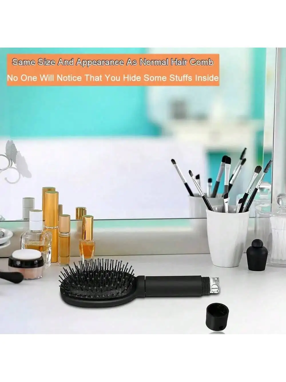 1pc Hair Comb Hidden  Compartment For Travel  Hair Brush Stash Safe Container Creative Secret Hide Cash Ring Necklace Key  Jewel