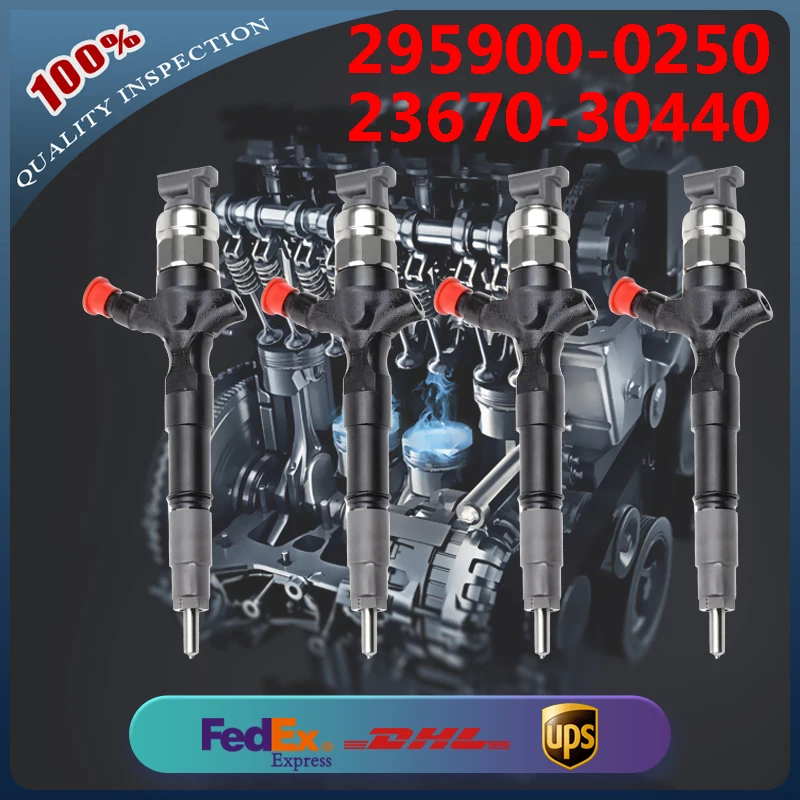 

4PCS Diesel Fuel Injector 23670-39435 23670-30440 295900-0250 295900-0200 for Toyota Hiace Dyna 1KD-FTV D-4D ENGINE 3.0L