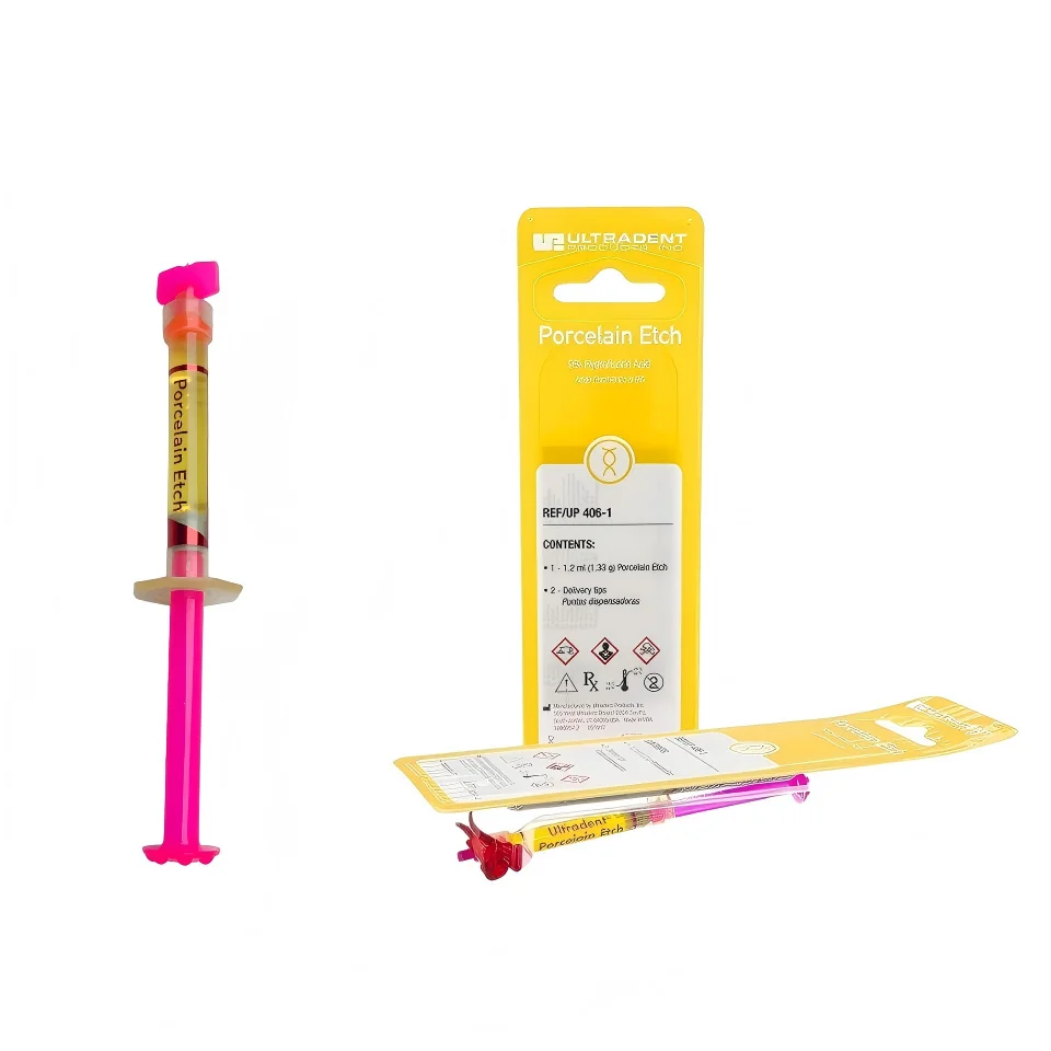 

Ультрадент: Гидрофлуоресцентная кислота для травления фарфора, для адгезивного крепления, реставрации керамических коронок и виниров, материал для зуботехнических лабораторий