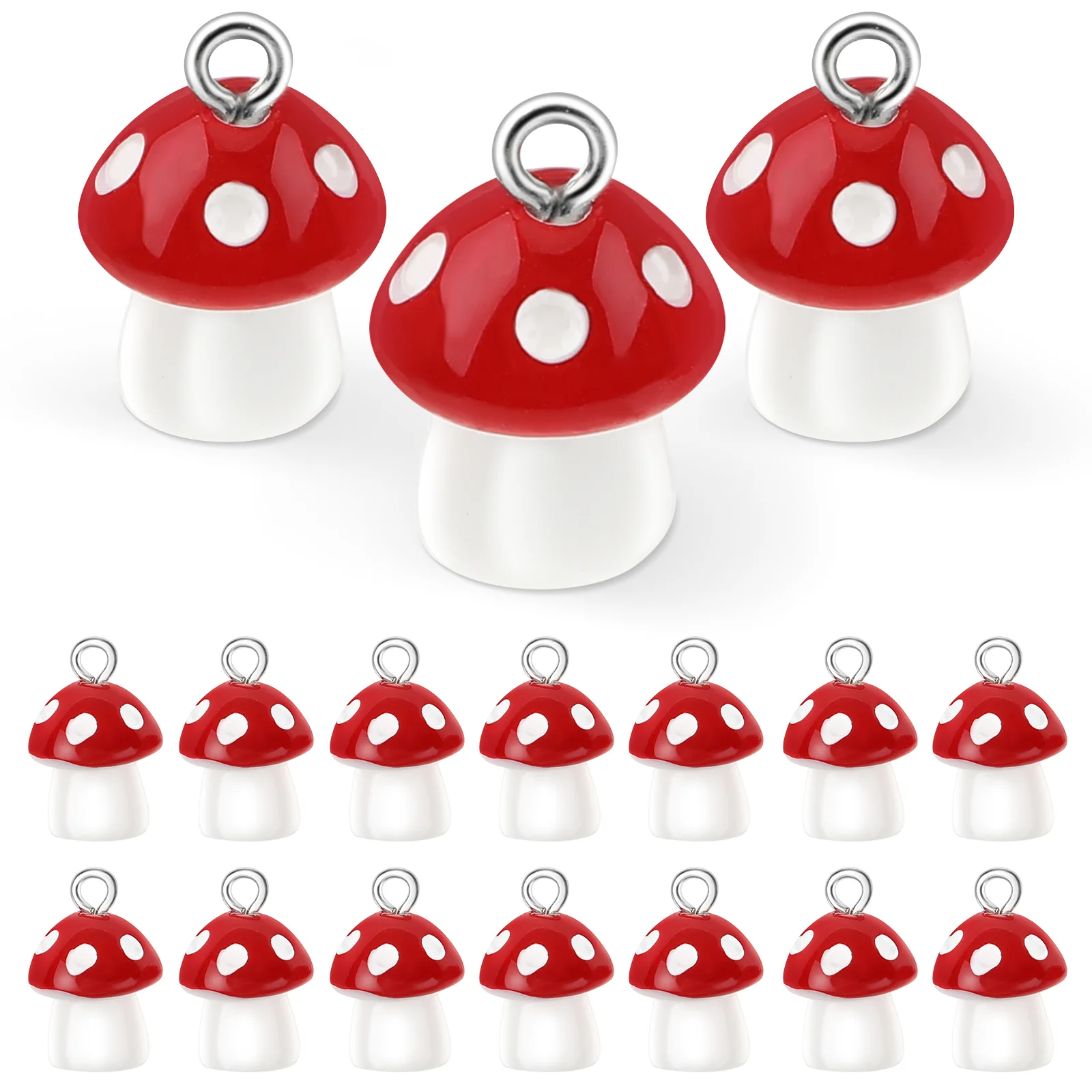 30 Pcs Jewelry Mushroom Accessories Mini Decor Pendant Necklace Charms for Earrings