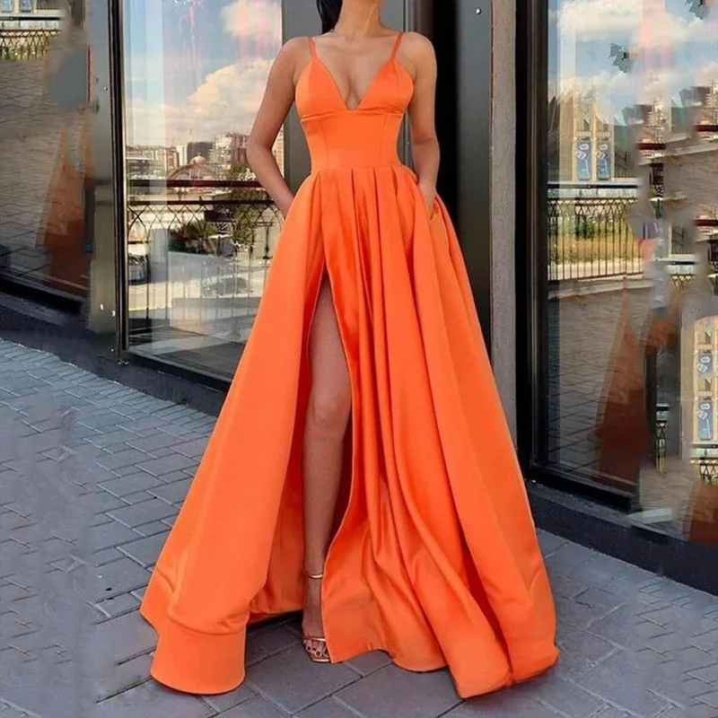 Spring 2025 Slimming  Color Sa Dr Long Tail Banquet Silk Satin Gown Ele Women's Faion Long Skirt mid Waist