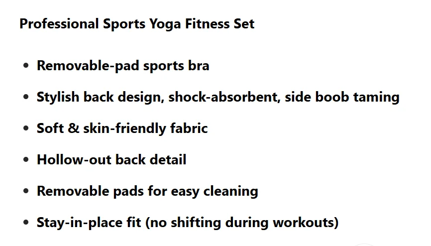 Sexy Rückendesign Fitness-BH für Frauen Pilates Stoßfester Lauf-Trainings-Top Sportliche Hosen Yoga-Outfit-Set – Detail 1