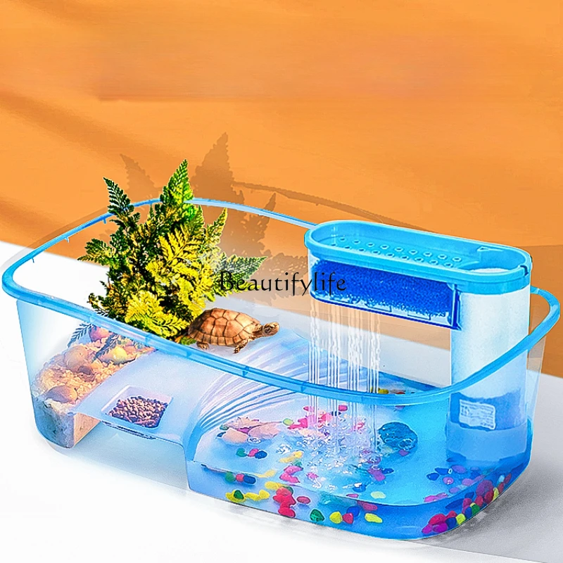 

Turtle Jar Provided with Balcony Special Fish Tank for Feeding Tank Turble Box