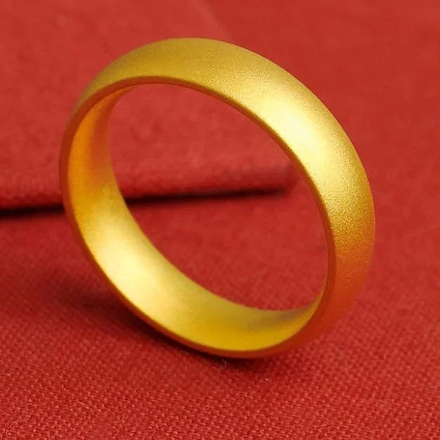 24k Pure 1000 3d Ancient Frosted Hard Pure Plated Real 18k Yellow Gold 999 24k Color Does Not Fade Give Gifts to Ring Jewelry Ne