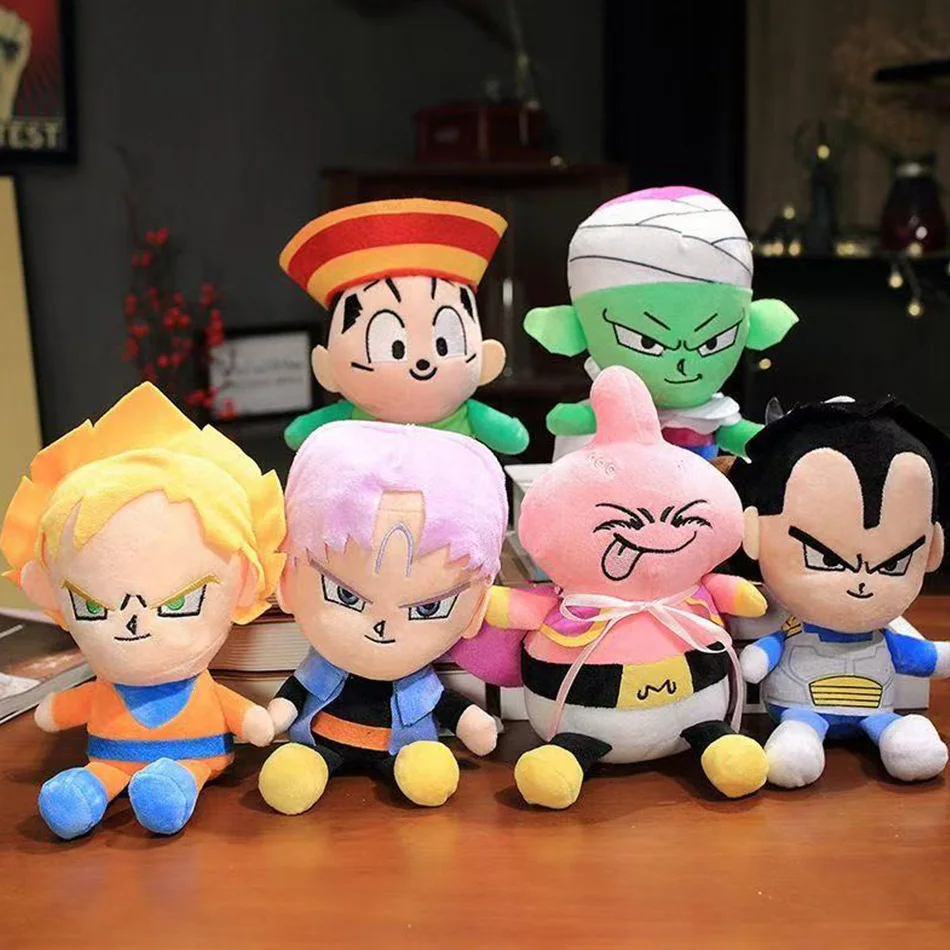 

Плюшевые игрушки по аниме Dragon Ball (Драгон Болл) из Японии, 20 см: Супер Сайян Гоку, Вегета, Пикколо, Транкс, Гохан. Мультяшные фигурки, мягкие куклы, подарки для детей.