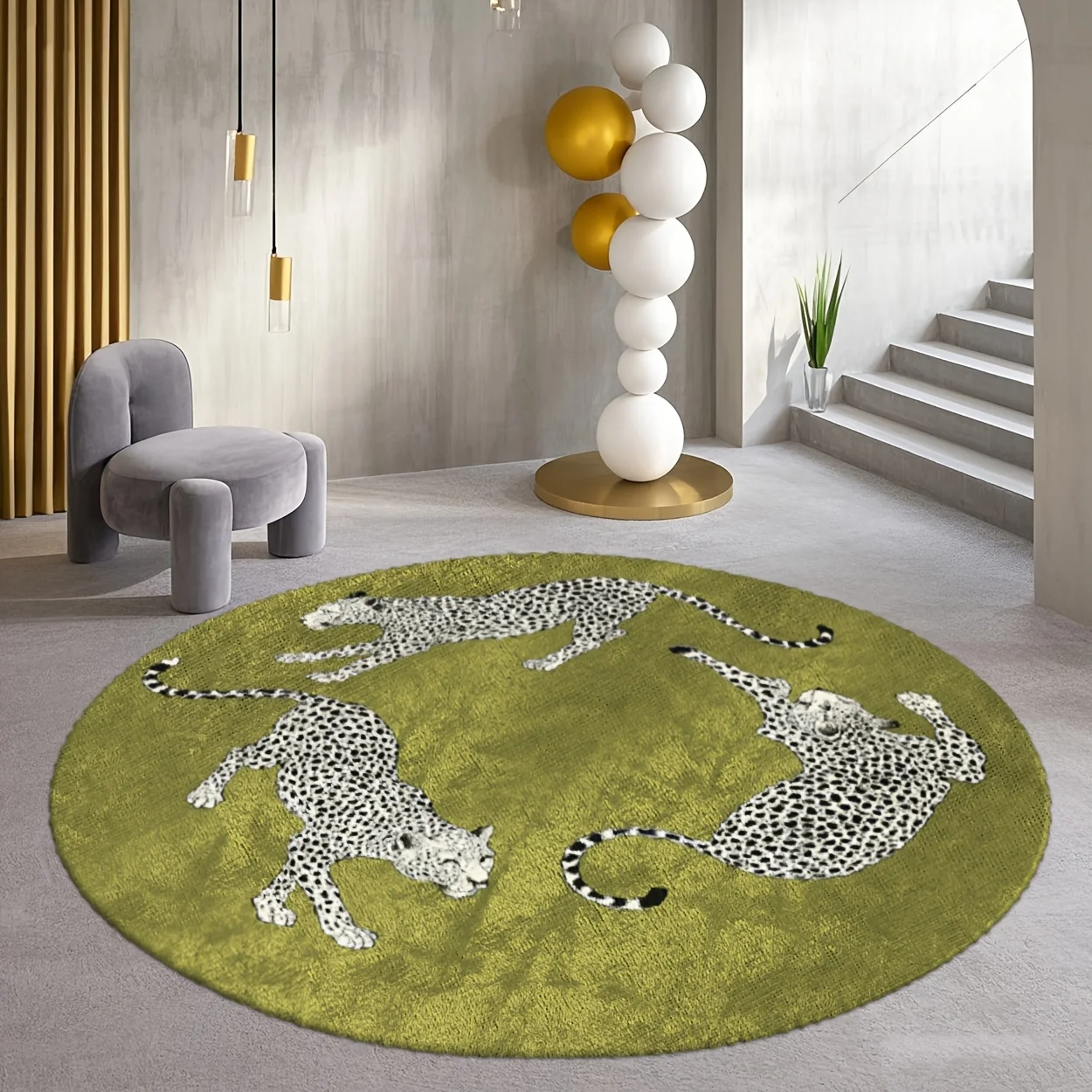 Natural Retro Style Digital Printed Round Carpet, Comfortable & Beautiful, Versatile Decoration, Living Room, Sofa Mat, Door Mat, Bedroom, Outdoor Use, Shopping Malls, Cafes, Machine Washable