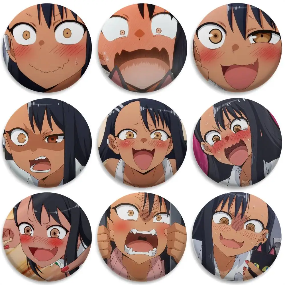 

N-Nagatoro Anime Cute Badges Round Exquisite Badge Brooches Creative Pins For Clothes Hat Backpack Gift Accessories