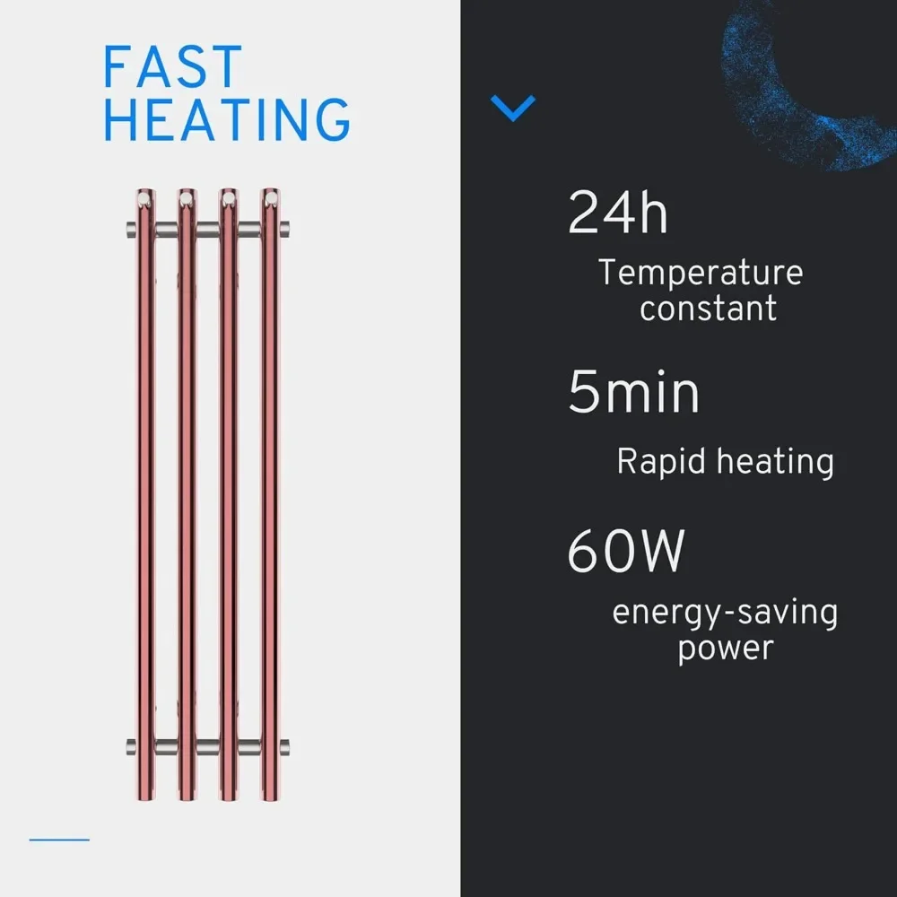 Вешалка для полотенец с подогревом, Полотенцесушитель с таймером, Настенная вешалка для полотенец для ванной комнаты, Вертикальный обогреватель для полотенец