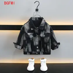 2024 Spring New Children Long Sleeve Loose Denim Coat Baby Grey Lapel Cardigan Kids Boys Girls Fashion Teenagers Casual Jacket