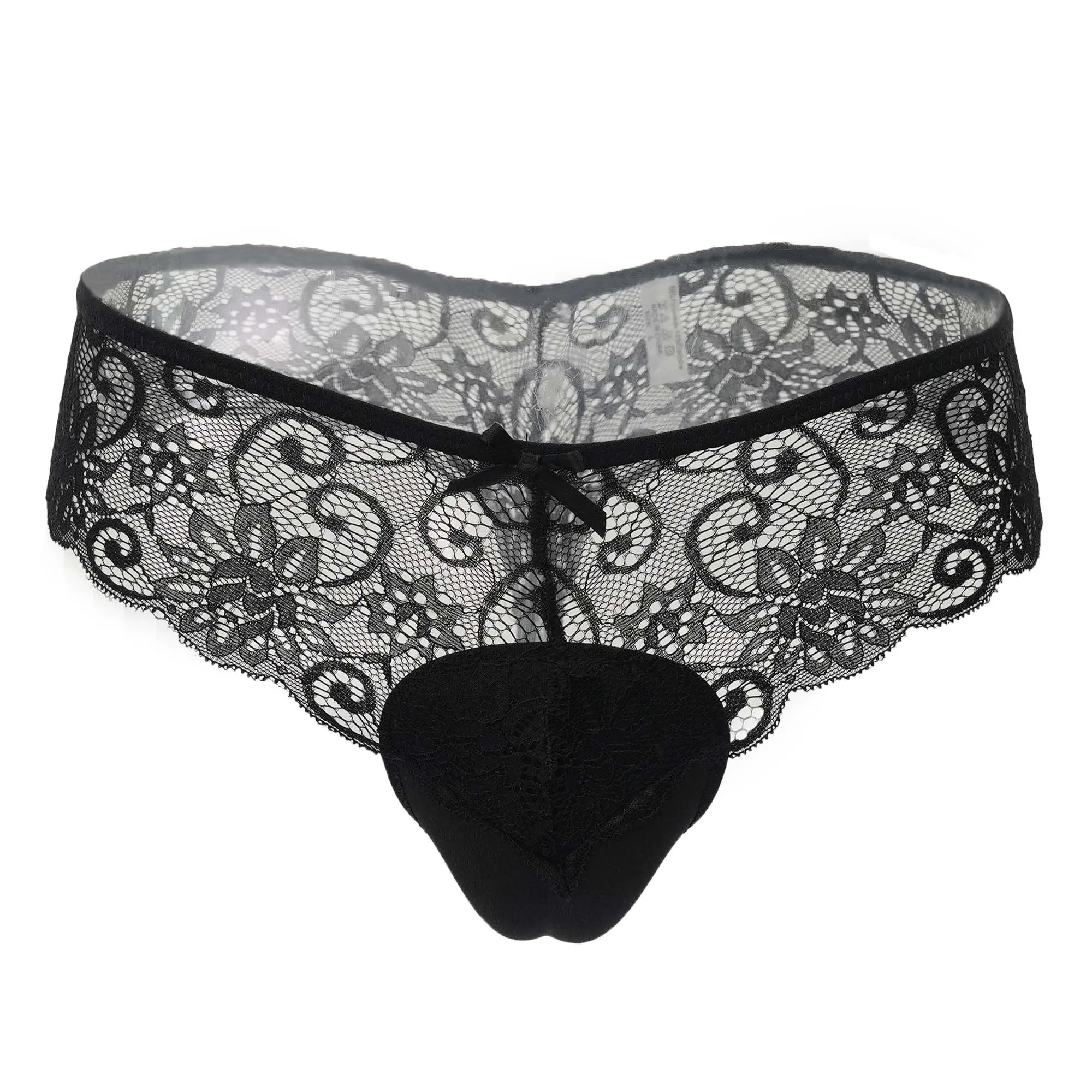 Men Fake Vaginal Padded Thongs Lace Sheer Breathable Briefs Hiding Gaff Shaping Panties Sexy Crossdresser Transgender Underwear