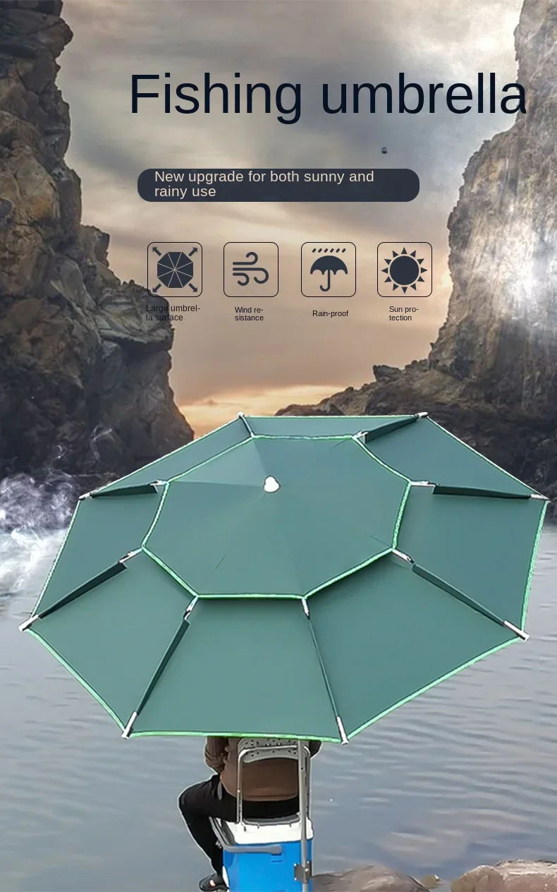 Outdoor Fishing Anti Rainstorm Big Fishing Umbrella Universal Anti Rain Fishing Umbrella Sunscreen Shading Foldable Thickened