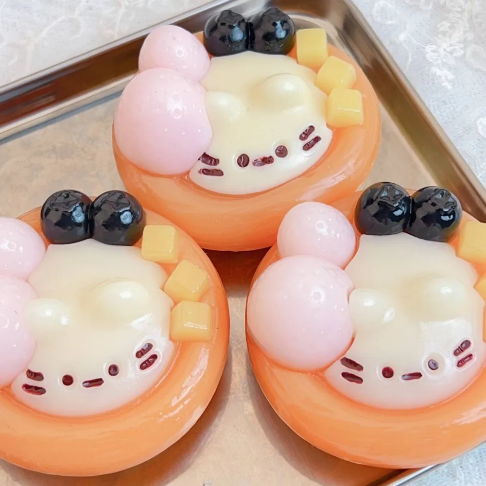 Taba Squishy Cute Kitten Egg Tart  Squeeze Toy - Soft Stress Relief Fidget Sensory Toys for Anxiety, Fun Gifts for Kids Adults