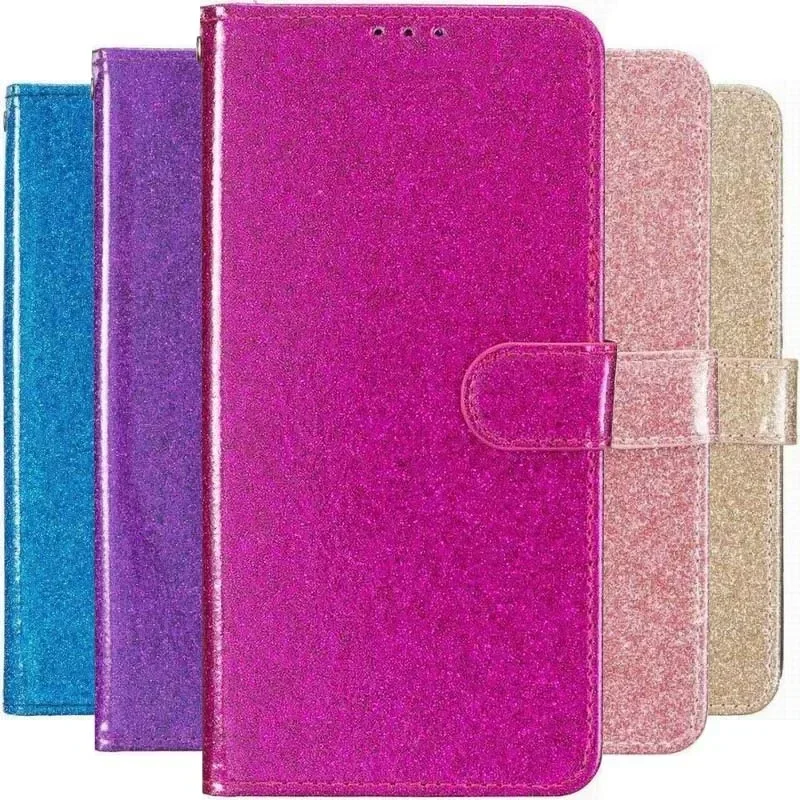 Pop Luxury Glitter Shiny Case For Samsung Galaxy S25 Edge S24 S23 S21 S20 FE S22 Ultra Plus Lady Wallet Card Slot Protect Coque