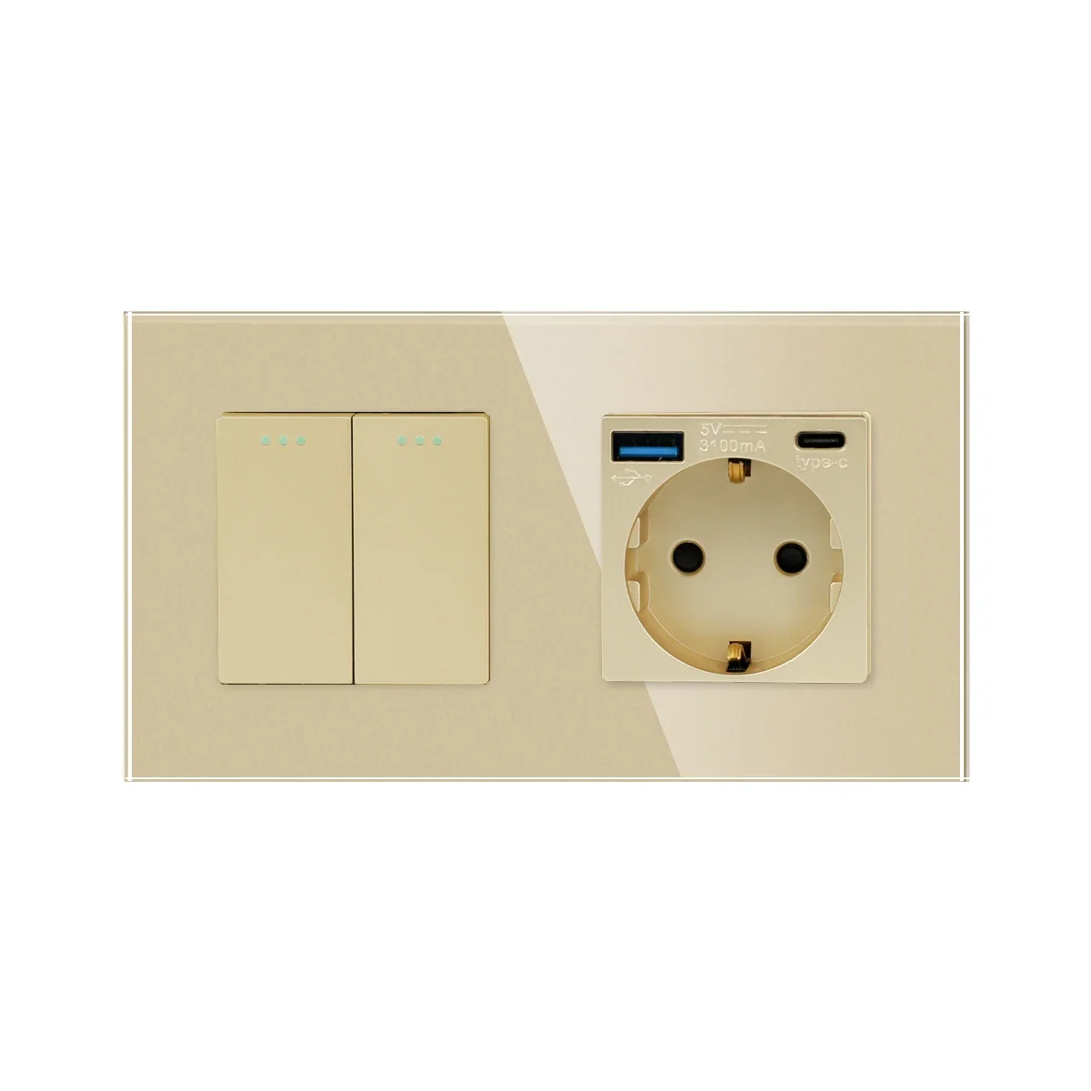 Bingoelec Touch Switch goud en stopcontacten met kristallen glazen paneel Home Improvement