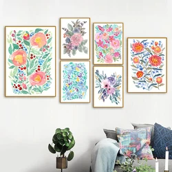 Abstract FloweColorful Pattern  Watercolour  Pattern Nursery Art Wall Art Canvas Painting Nordic Poster Home Living Room  Decor