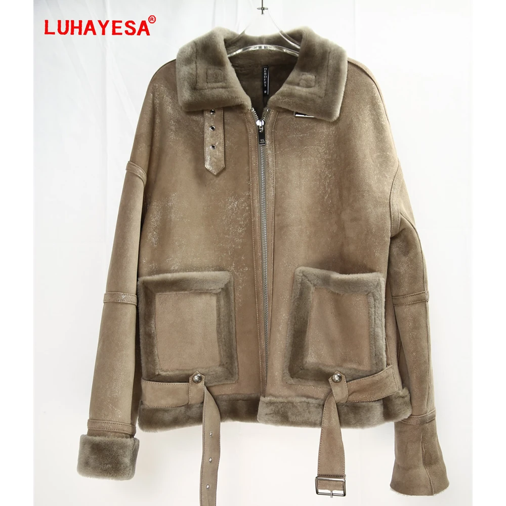 

2023 Ladies Winter Warm Casual Real Fur Coat Natural Sheepskin Fur Shearling Merino Sheepskin Fur Jackets