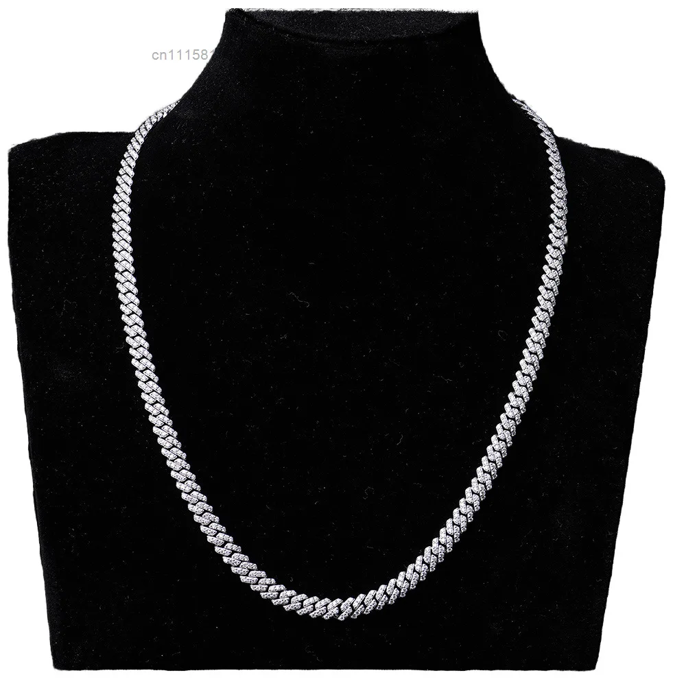 Luxury Iced Out Moissanite Cuban Link Chain Necklace for Men 925 Sterling Silver Full Pave Diamond Hip Hop Necklace Custom Jewel