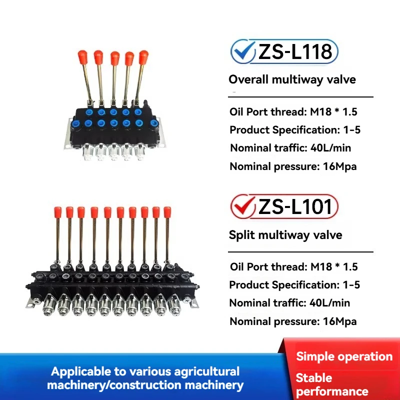 Three-way Valve Integral Hydraulic Manual Control Distributor  Directional Valve Multi-way Valve