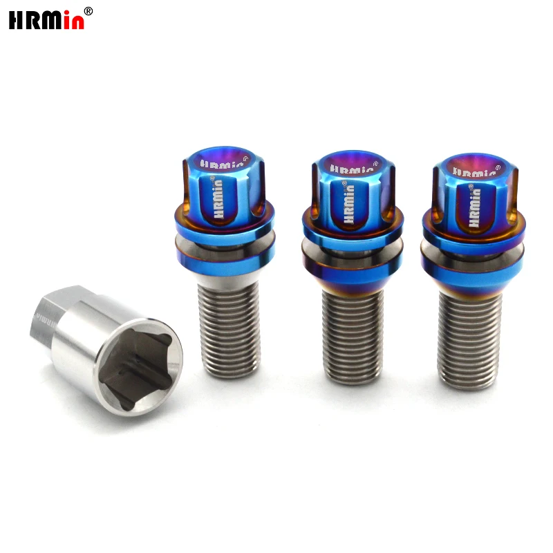 Jntitanti titanium bolt M14*1.25*28-45mm floating washer cone seat anti-theft Gr.5 titanium hub bolt for BMW MINI Rolls-royces