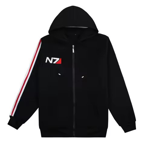 Game Mass Effect N7 Hoodie Unisex Sweatshirt Jacket Embroidered Zipper Hoodies Men Women Coat N7 Tshirt Streetwear
