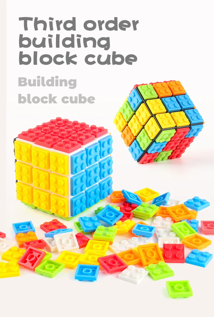 Building Blocks 3D Magic Puzzle Solid 3x3x3 DIY Fidget Toy Brick Anti Stress Relief Sensory ADHD Educational Game for Kids Adult