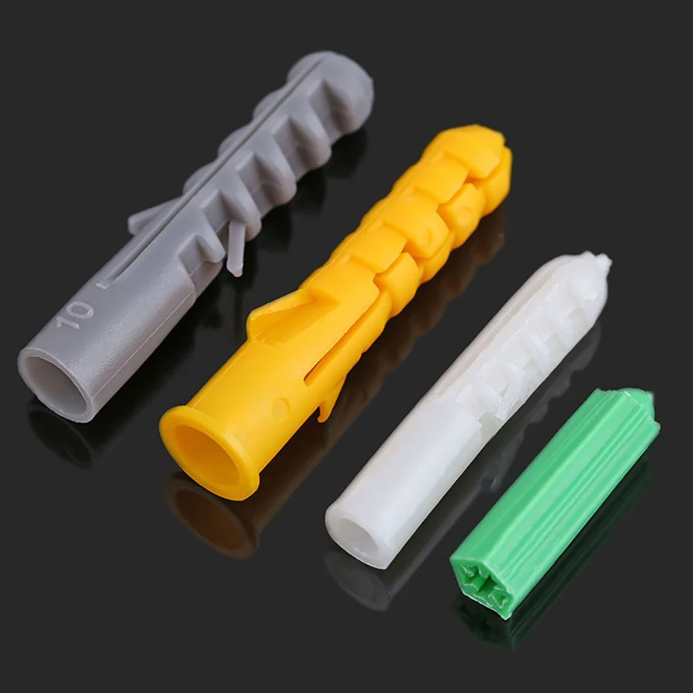 10-200pcs Ribbed Plastic Anchor Plastic Expansion Pipe Tube M4 M5 M6 M8 M10 M12 M14 Wall Anchors Plugs Rubber Plug Screw Anchors