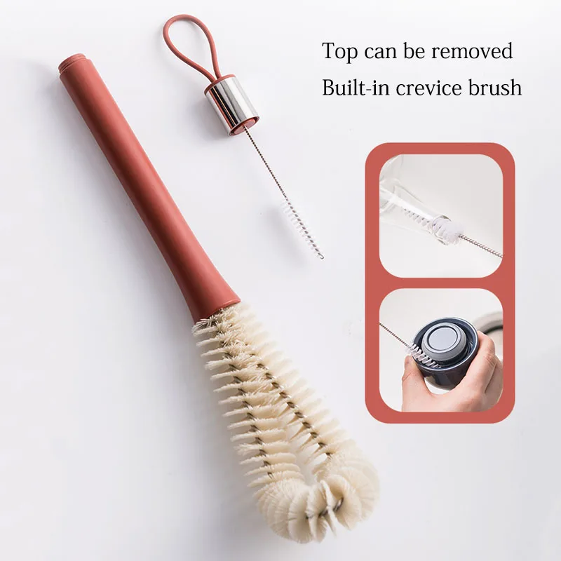 

Kitchen Cleaning Brush L-shaped Coffee Tea Glass Cup Baby Bottle Brush Hangable Cleaner Gadgets