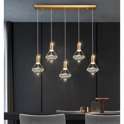 Lamp Modern Crystal Pendant Light Fixture Height Adjustable Hanging Light For Kitchen Island Dining Room Living Room Bedroom