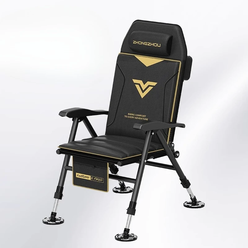 

European All-Terrain Fishing Chair,170° Reclining Foldable Seat,Oxford Pad Lift Legs,Heavy-Duty Frame for Angler Throne