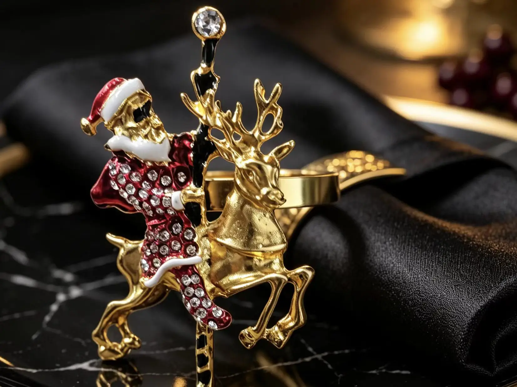 Santa Claus napkin clasp cartoon Christmas hat wreath pearl napkin ring