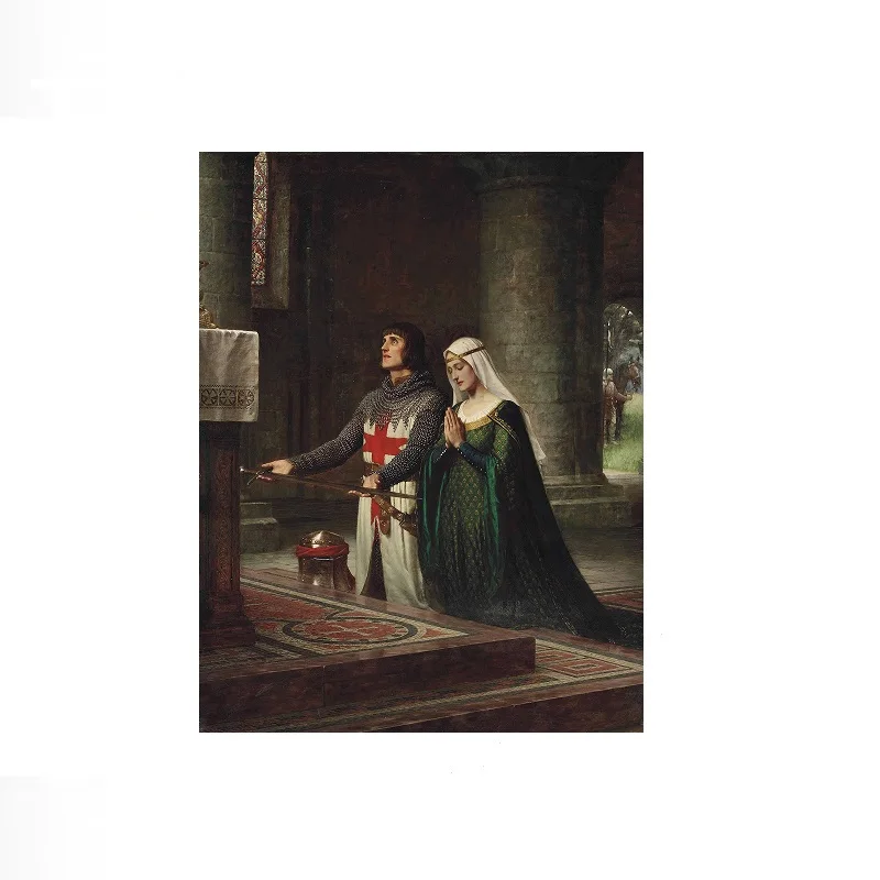 Edmund Blair Leighton - The Dedication, Art Print Canvas Poster, Living Room Decor, Home Wall Picture