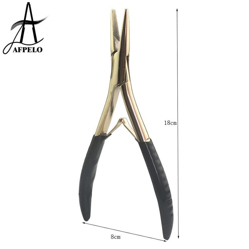 كماشة إطالة الشعر ذات طرف مسطح من الفولاذ المقاوم للصدأ مع أدوات شعر الأسنان لوصلات الشعر #2