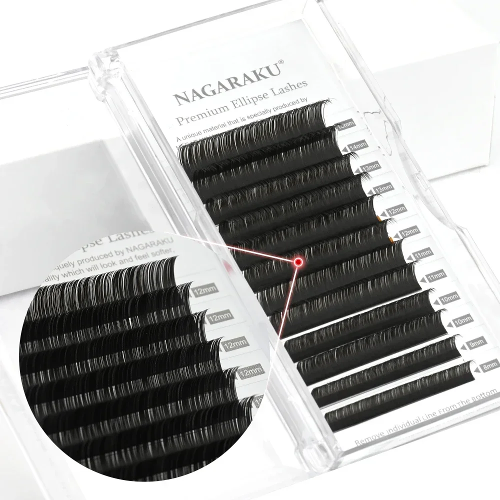 NAGARAKU Flat Split Tips Soft Natural Charcoal Ellipse Extension Supplies Brown Black Grey Light Black