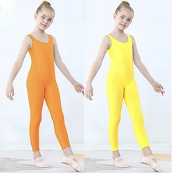Kids Girls Spandex Tank Unitard Full Body Suit Sleeveless Ballet Dance One Piece Bodysuit Gymnastics Jumpsuit Dancewear Costume