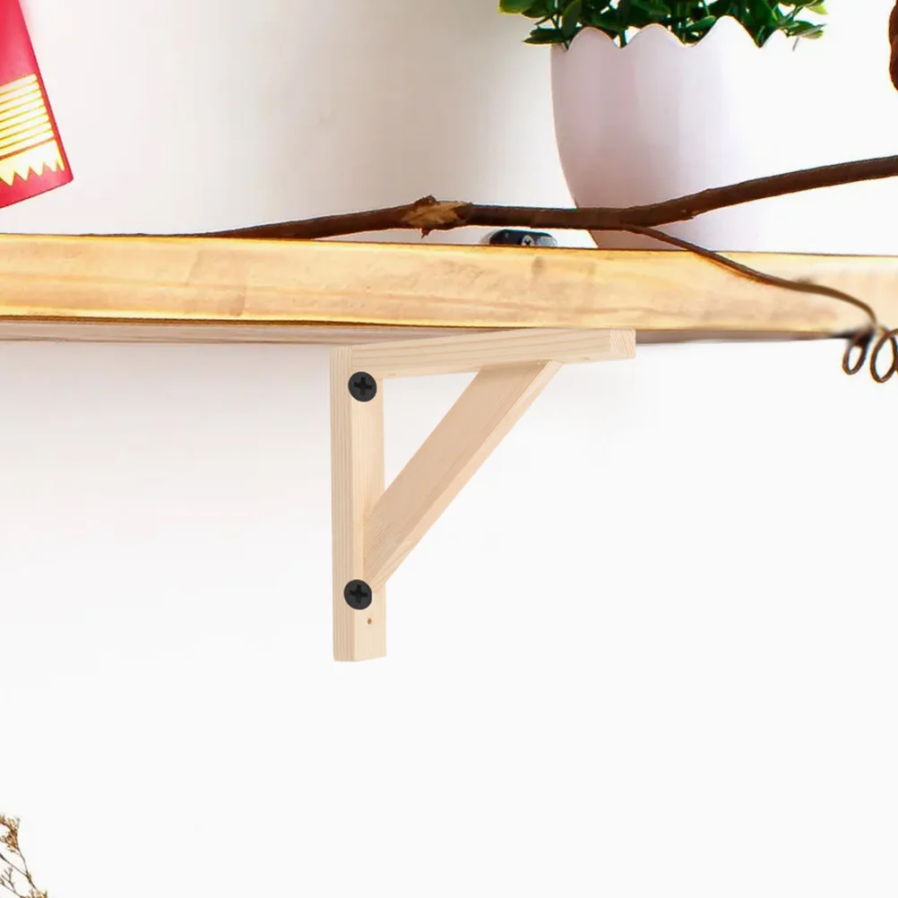 

2Pcs Real Wood Triangle Shelf Bracket Strong Load Bearing Black Corner Bracket Heavy Duty Wall Mounted for Bookshelf Garden