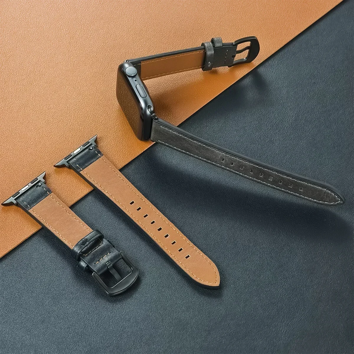 Pulsera de cuero para Apple Watch Band Ultra 2 49mm 46mm 45mm 44mm 42mm Correa transpirable IWatch Series 10 9 8 7 6 5 4 SE Correas