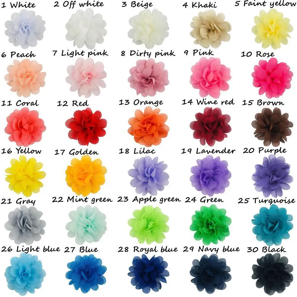 30pcs/lot DIY Headband 5cm 7cm Chiffon Flower Children's accessory Handmade Apparel Accessories New Headwear Hair Accessories